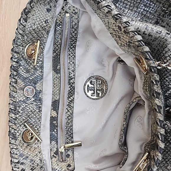 Tory Burch | Slouchy Marion Python Tote Bag Gray - Picture 15 of 15